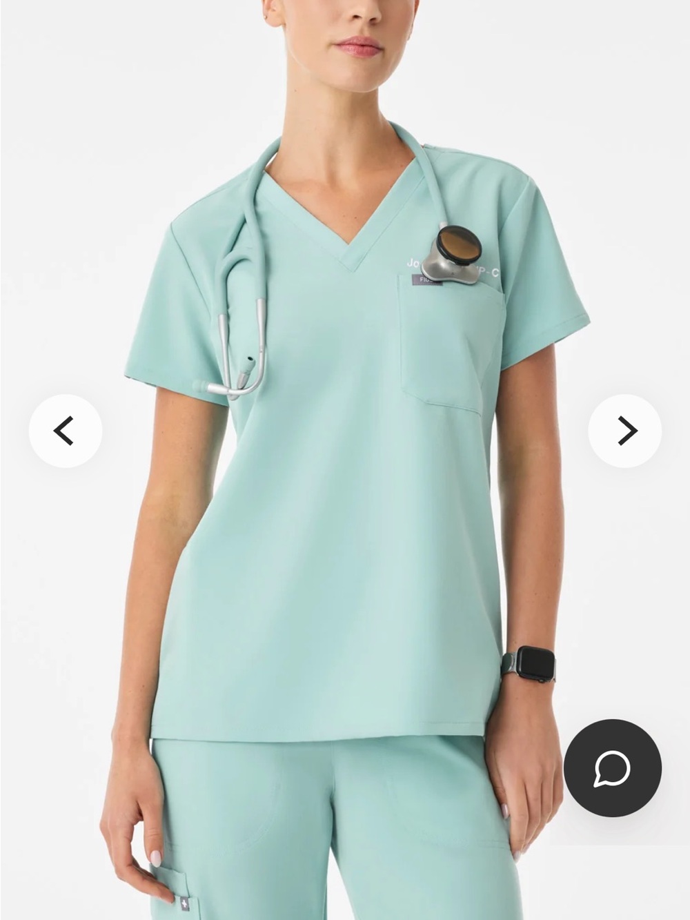 FIGS V-Neck One Pocket Scrub Top in Sea Glass